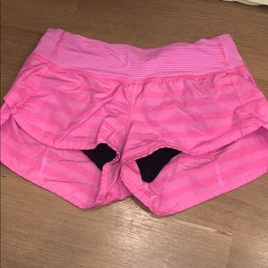 Lululemon pink striped shorts size 2